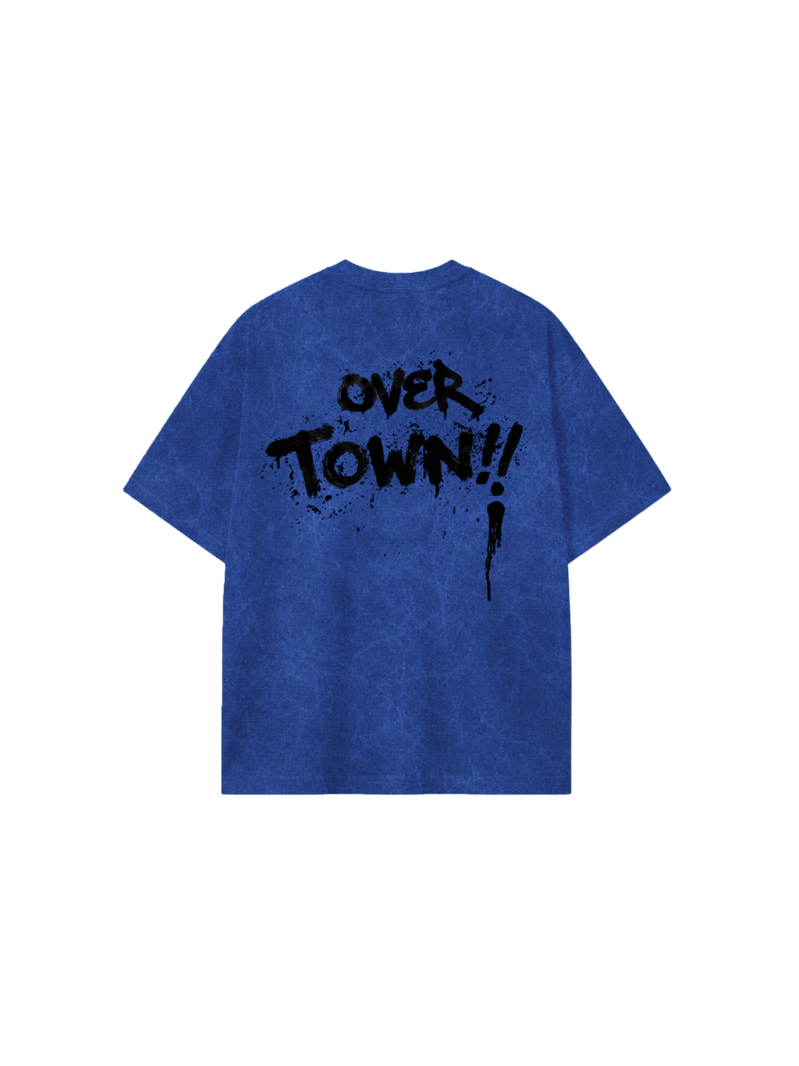 Camiseta Oversized Graffiti Azul Texturizado
