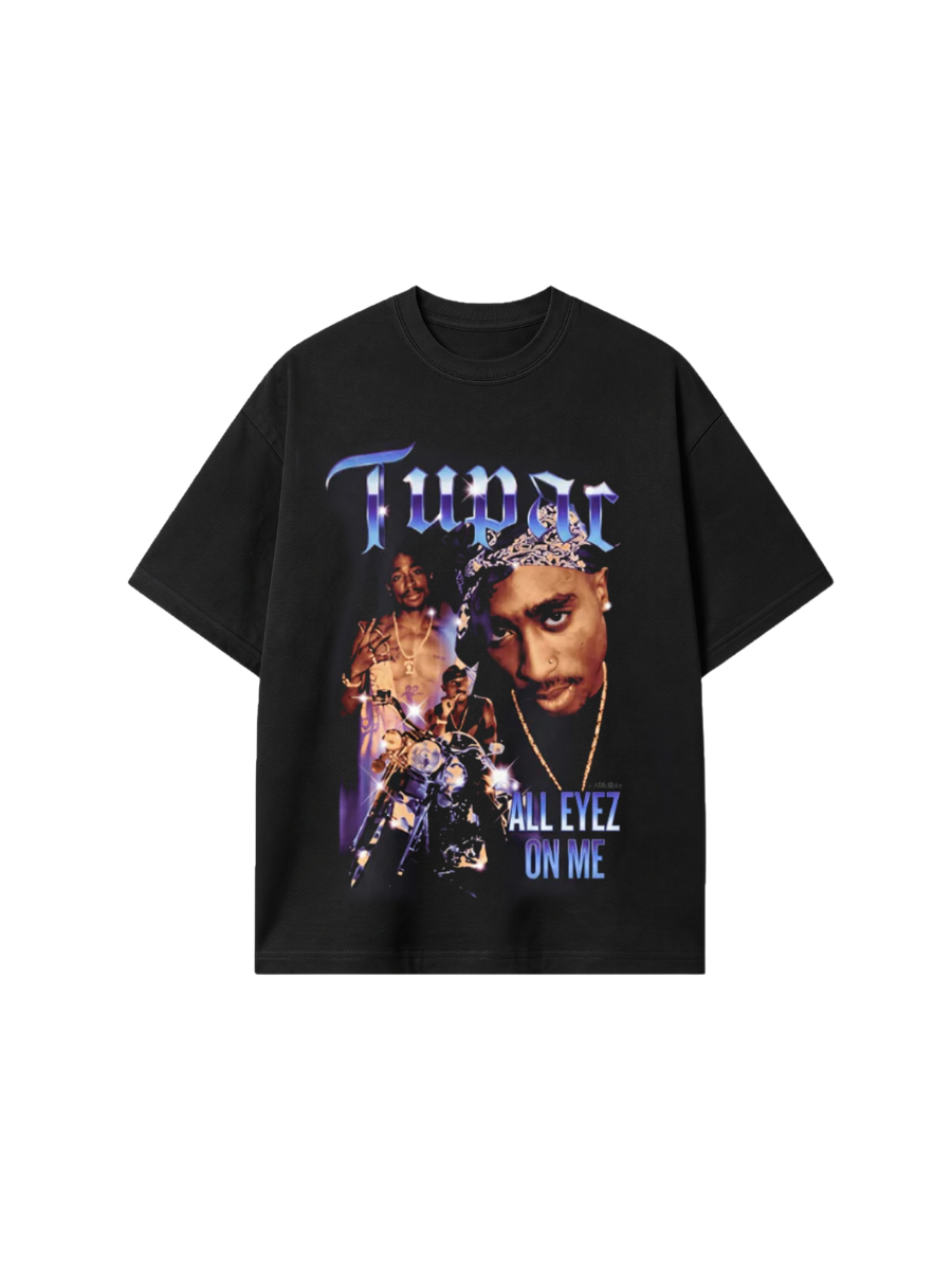 Camiseta Oversized Tupac All Eyez On Me Preta Overtown